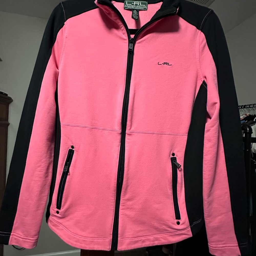 Ralph Lauren Full Zip Activewear Jacket Pink & Black Side Zip Pockets SIZE M - Picture 3 of 8